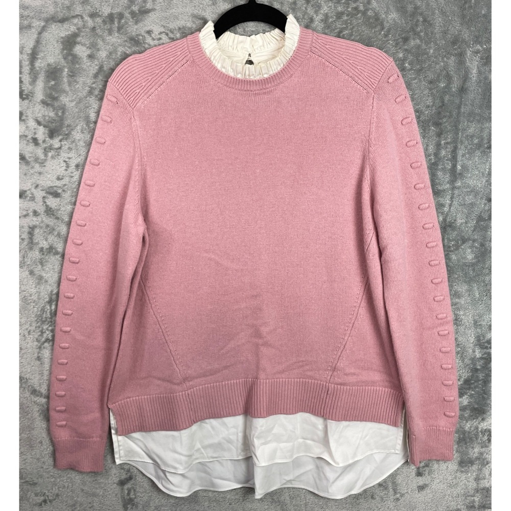 Ted Baker Sweater Womens US 8 Pink Bobble Knit Jumper Shirt Hem Layered Pullover